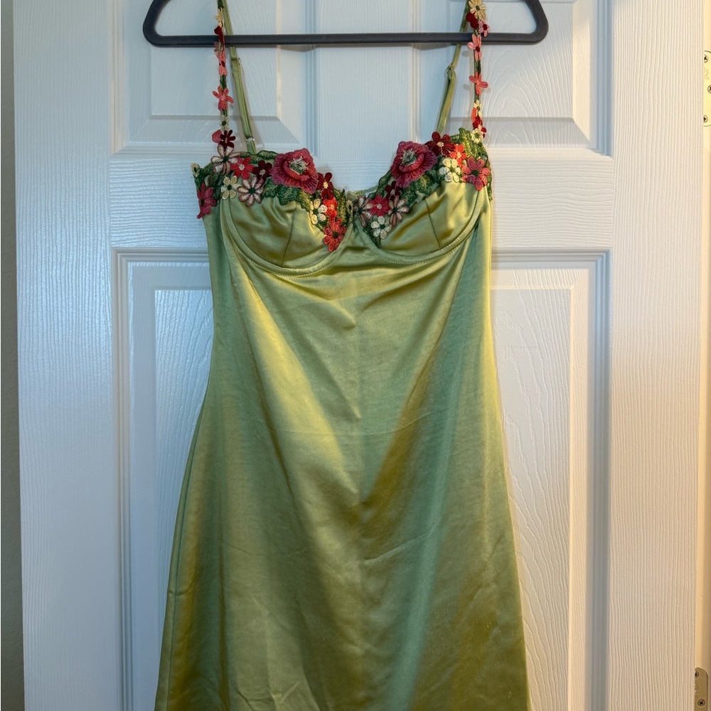 Princess Polly Light Green Satin Dress